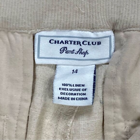 Charter Club Linen Pants Womens 14 Beige Straight Leg Summer Breathable Relaxed - Picture 10 of 10